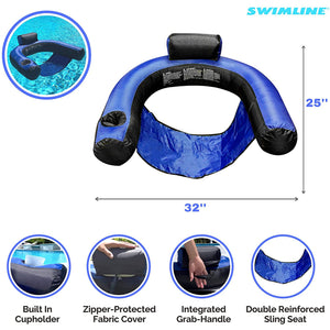 SWIMLINE ORIGINAL Fabric Covered U-Seat Inflatable Pool Float Lounger Sling Seat