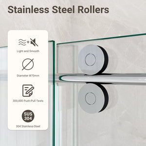 56-60"W x 72"H Frameless Single Sliding Shower Door