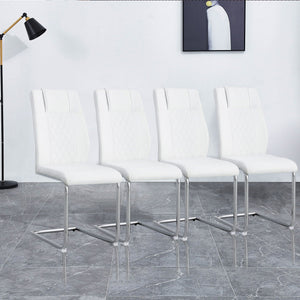 Modern Dining Chairs With Padded Seat, Metal Legs