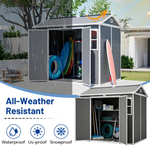 Plastic Utility Shed 8x6 ft with Floor – Lockable Storage Shed