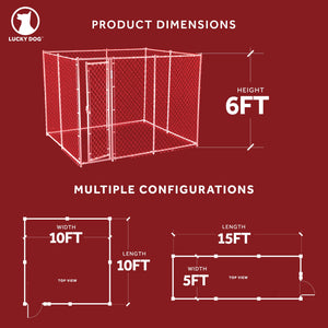 Lucky Dog 10' x 10' Heavy Duty Outdoor Chain Link Dog Kennel w/ Door (3 Pack)