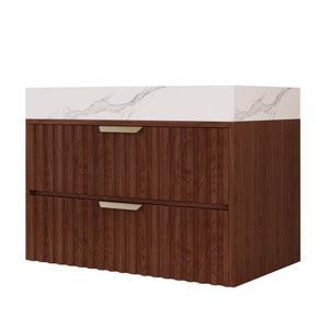 30" Modern Floating Bathroom Vanity with Seamless Sintered Stone Top