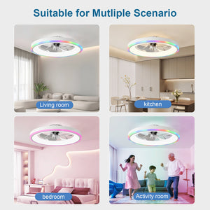23.6" Modern RGB Ceiling Fan with Lights
