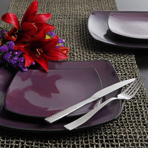 Gibson Elite Soho Lounge 16 Piece Plates, Bowls, & Mugs Dinnerware Set, Purple