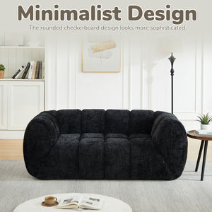 Quilted Cloud Sofa With Rounded Armrests And Piano Key Backrest Design