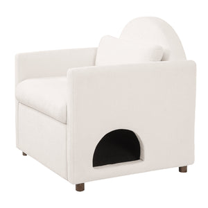 Beige Pet Friendly Accent Chair with Hidden Pet Nook