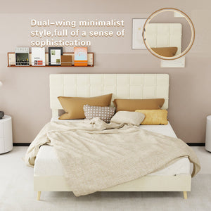 Modern Upholstered Bed Frame – Premium Holland Velvet Fabric