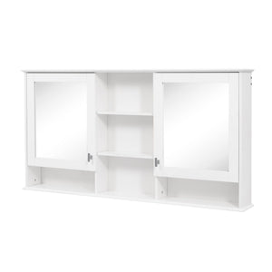 Wall Mount Mirror Cabinet With Adjustable Shelves - White