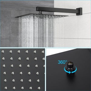 Dual Shower Head System With Square Rain Shower And Rough In Valve