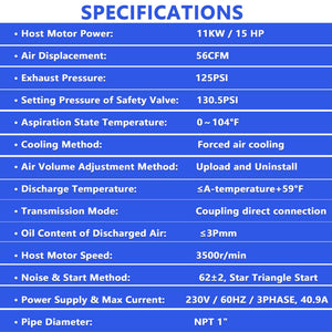 15HP Rotary Screw Air Compressor