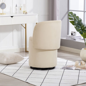 Barrel Chair, Built In Storage, 360° Swivel - Beige