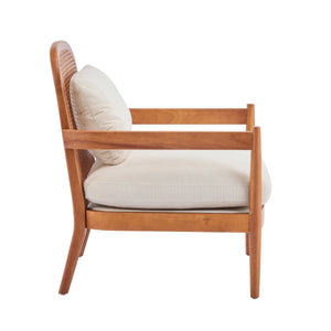 Elliston Rattan Backrest Solid Wood Accent Chair with Cushions - Set of 2