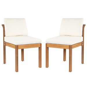Acacia Wood Outdoor Dining Chair (Set of 2), Teak Finish Wood +