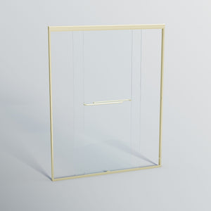 Double Sliding Shower Door, Semi-Frameless Bypass Bathroom Sliding Door With 1/4" (6 Mm) Tempered Glass For Walk-In Shower