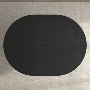 Dining Table For Farmhouse Kitchen Expandable Oval Table Top With Removable Leaf Trestle X Shaped Base - Black