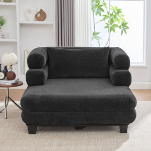 Oversized Chaise Lounge Sofa Bed with Deep Seat and Layered Armrests