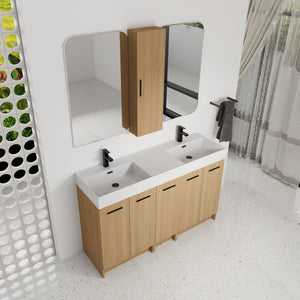 60" Double Sink Bathroom Vanity Set with Tall Cabinet