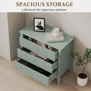 Fluted 3 Drawer Nightstand With Soft Close Slides