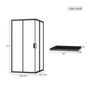 Corner Shower Enclosure with Frameless Pivot Door - Black