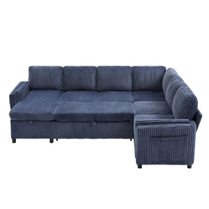 Convertible U-Shaped Sectional Sofa Bed With USB Ports And Storage