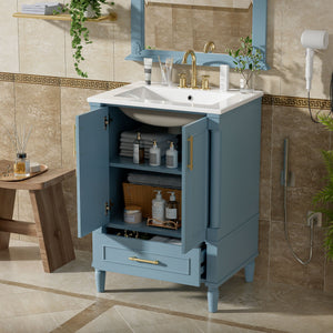 Bathroom Vanity With Ornate French Cylinder Legs, Soft Close Drawer
