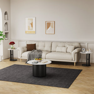 Coffee Table Set of 3 with Faux Marble Top and Metal Legs