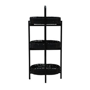 Modern 3 Tier Handwoven Side Table With Oval Organizer