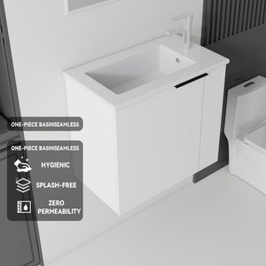 22 Inch Floating Bathroom Vanity with Sink, Soft-Close Door, Ceramic Sink, Plywood