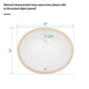 Elegant Ceramic Oval Undermount Bathroom Sink With Overflow