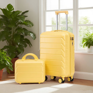 14'/20' 2-Piece ABS Spinner Wheel Luggage Set with Combination Lock