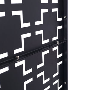 Outdoor / Indoor Privacy Screen Metal Privacy Screen, Freestanding Decorative Privacy Screen For Deck Balcony Patio - Black