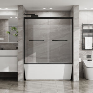 Goodyo - Double Sliding Bathtub Shower Door With Sgcc Clear Tempered Glass