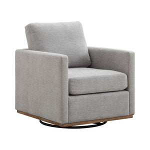 Modern Square Upholstered Swivel Accent Chair with Metal Base