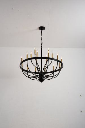 15-Light Industrial Iron Candle Chandelier Modern Farmhouse Pendant Light