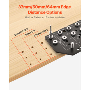 Shelf Pin Jig and Hinge Jig Two-in-One Aluminum Alloy Cabinet Hole Drilling Tool