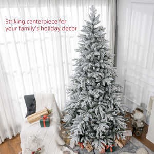 HOMCOM 8ft Snow Flocked Artificial Christmas Tree