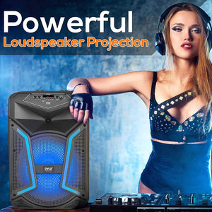 Pyle PPHP122SM Portable Bluetooth Speaker System with Flashing Party Lights