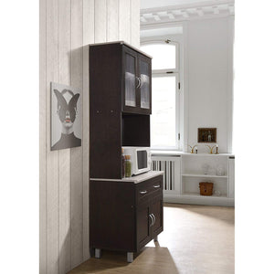 Hodedah Dining Room China Dinnerware Microwave Storage Cabinet, Chocolate