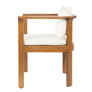 Outdoor Dining Chair Set of 2 with Curved Acacia Wood Arms