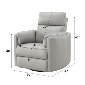 Sagen Gray Leather Aire Recliner W/Swivel & Glider