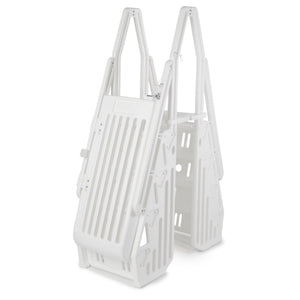 Vinyl Works AF Adjustable 24 Inch Gated Entry Above Ground Pool Ladder, White