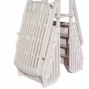 Vinyl Works GE Deluxe Adjustable A Frame Above Ground Pool Ladder w/ Gate, Taupe