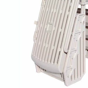 Vinyl Works GE Deluxe Adjustable A Frame Above Ground Pool Ladder w/ Gate, Taupe