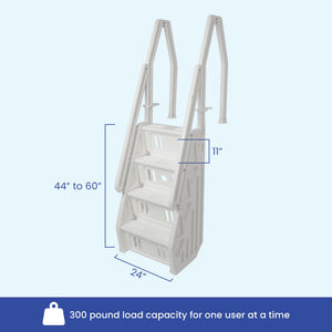 Vinyl Works Adjustable 24 Inch In-Pool Step Ladder for Above Ground Pools, White