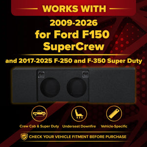 QPower Dual 10" Sub Box - Ford F150 SuperCrew 09-26, F250/F350 Super Duty 17-26