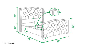 Marcella Upholstered Shelter Headboard Bed Set, Queen, Sky Neutral Beige Polyester