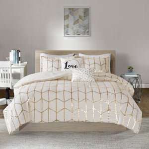5-Piece Full/Queen 100% Polyester Brushed Printed Comforter Set