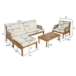 4 Piece Acacia Wood Patio Furniture Set