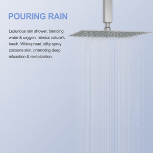 Modern 10" Square Rainfall Shower Head & Stainless Steel Wall Or Ceiling Mount Luxury Spa Shower Panel