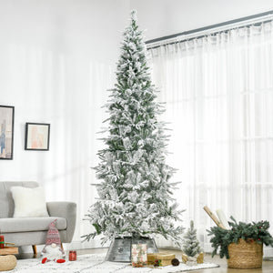 9' Snow Flocked Pine Artificial Christmas Tree with Easy Assembly - Unlit